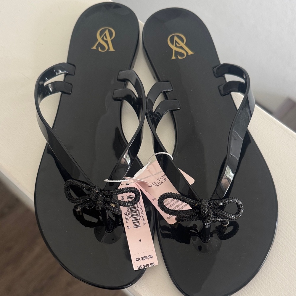 Victoria's Secret Black Jelly Bow Sandals